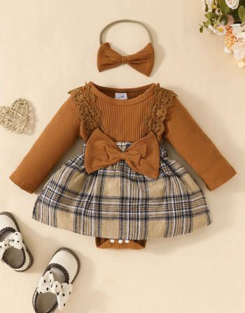 Combinaison Bébé Plaid Arc Miel 0-18M Automne/Hiver
