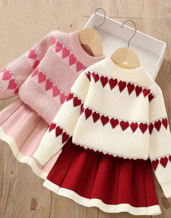 Ensemble Pull Et Jupe Plissée Fille, Édition Coréenne