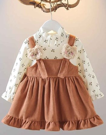 Robe À Manches Longues En Velours Pour Fille