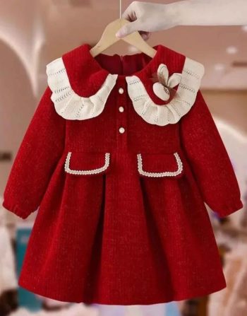 Robe De Princesse En Velours À Manches Longues Pour Enfants, Bébé Fille